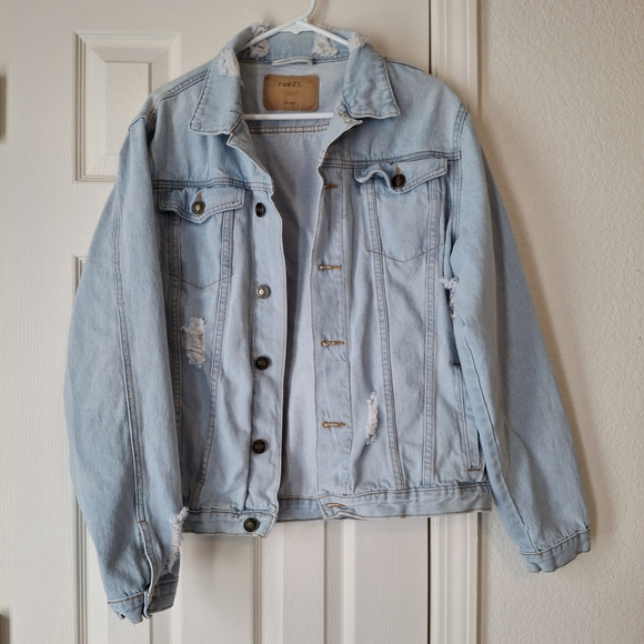 Rue21 Jackets & Blazers - Light Wash Distressed Denim Jacket - Rue21